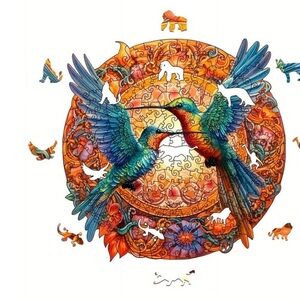 Two Hummingbird Puzzle 3-D brain rare Wooden jigsaw new unopened Mandela